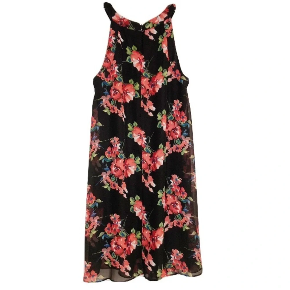 Betsey Johnson Womens Black Floral Dress Size‎ 8 Sleeveless Halter Style